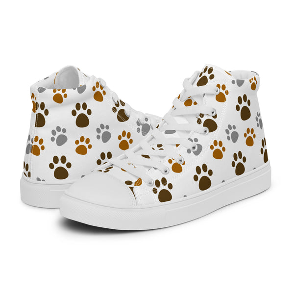 HA!LO Paw Print Brown #210 Men’s Canvas High Top Sneakers