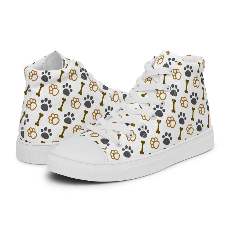 Paw Print Mix High Top #212 - Canvas High Top Sneakers | HA!LO