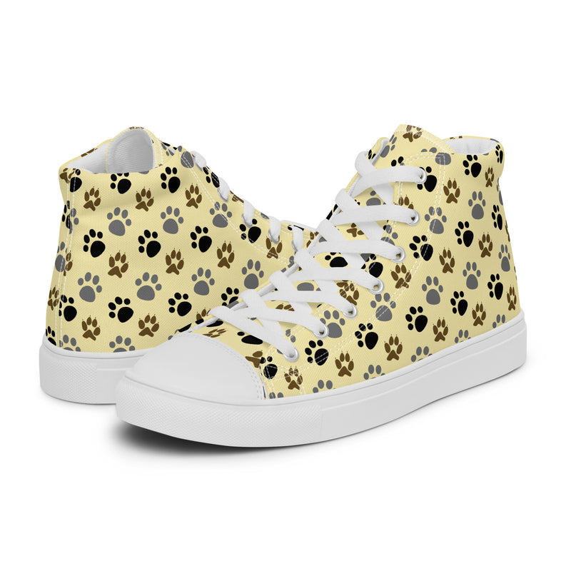 Paw Print Cream High Top #213 - Canvas High Top Sneakers | HA!LO