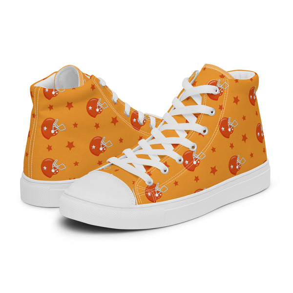 HA!LO Orange Football Helmet #222 Men’s Canvas High Top Sneakers