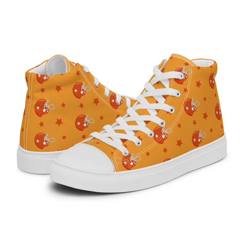 Orange Football Helmet High Top #222 - Canvas High Top Sneakers | HA!LO