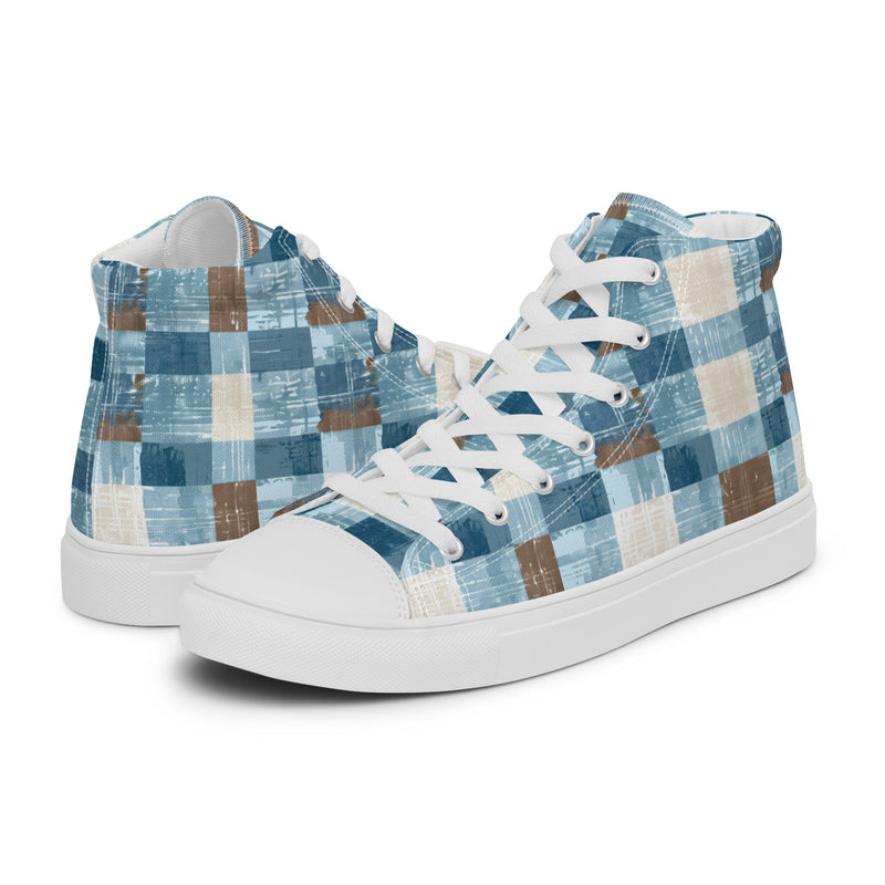 Patchwork Blue High Top #231 - Canvas High Top Sneakers | HA!LO