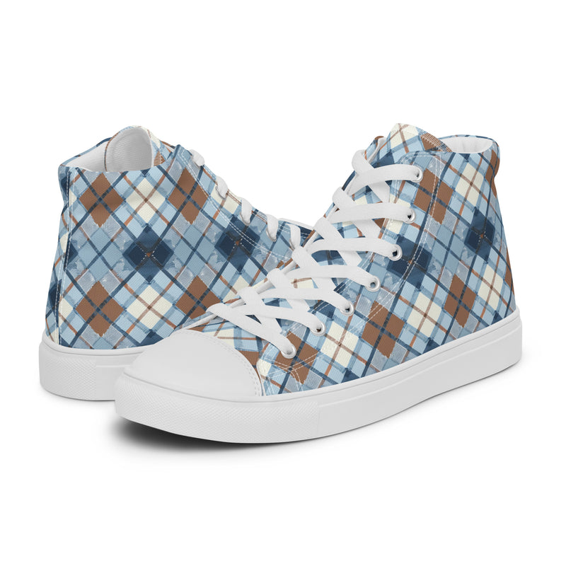 Blue Argyle High Top #233 - Canvas High Top Sneakers | HA!LO