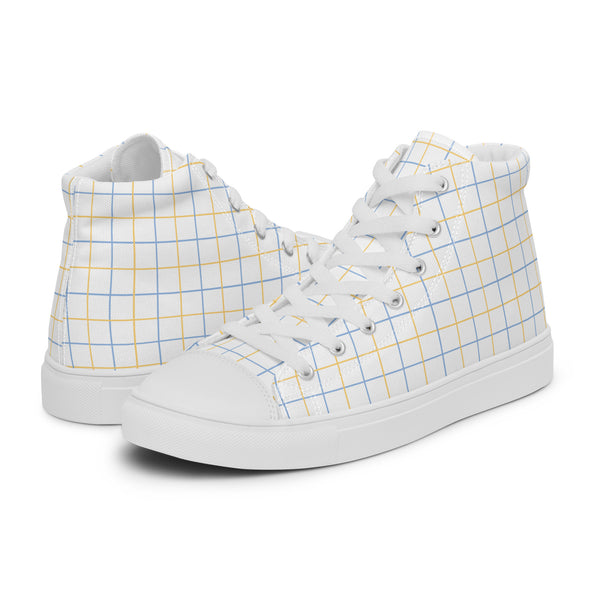 HA!LO Pastel Plaid #237 Men’s Canvas High Top Sneakers