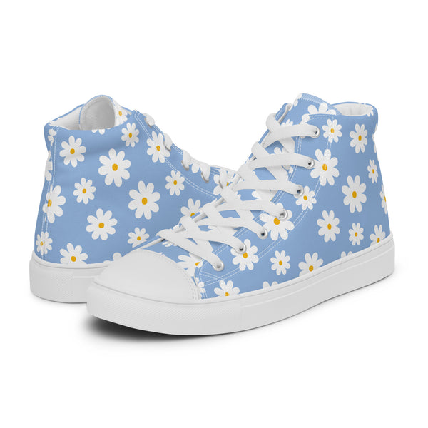 HA!LO Blue Daisy #238 Men’s Canvas High Top Sneakers