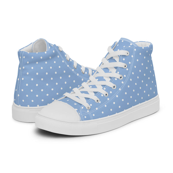 HA!LO Blue Polka Dot #239 Men’s Canvas High Top Sneakers