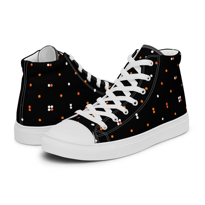 Black Orange Dot High Top #246 - Canvas High Top Sneakers | HA!LO