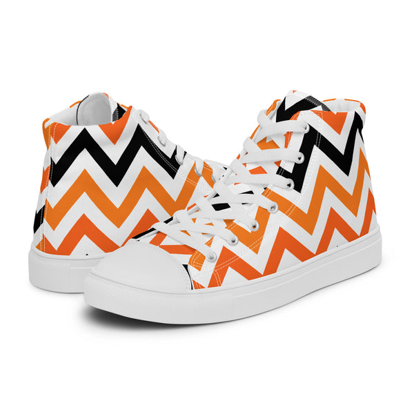 HA!LO Orange Chevron #252 Men’s Canvas High Top Sneakers