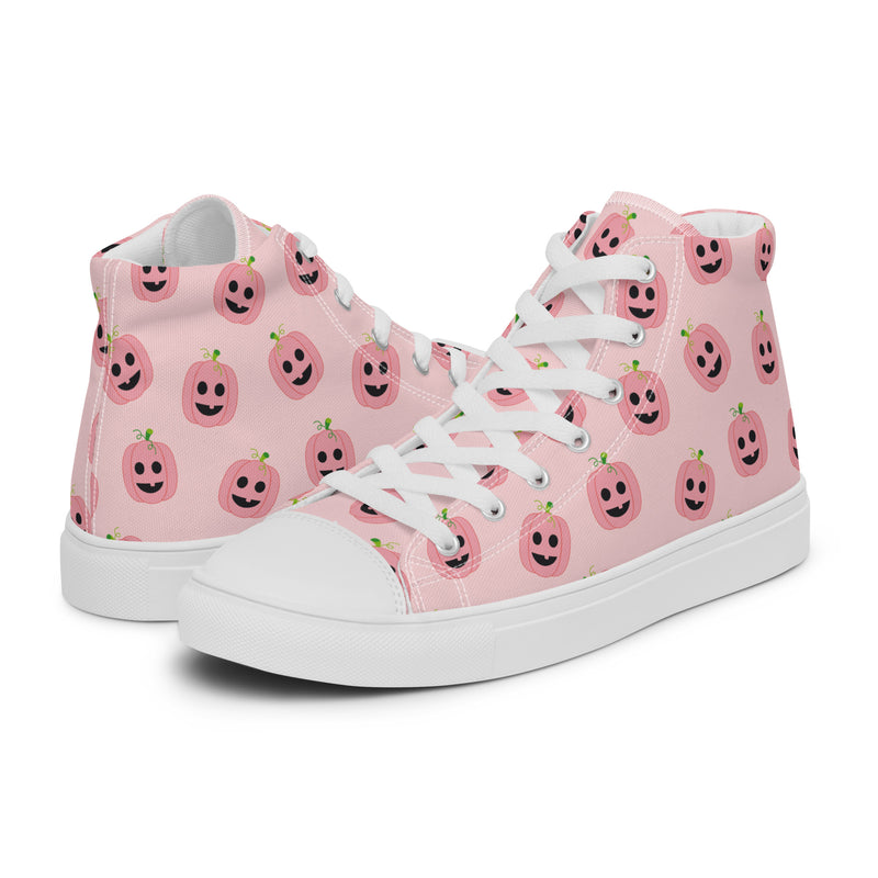Pink Pumpkin High Top #259 - Canvas High Top Sneakers | HA!LO