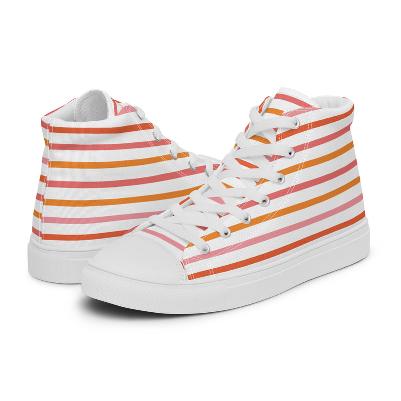 Orange Stripe High Top #261 - Canvas High Top Sneakers | HA!LO