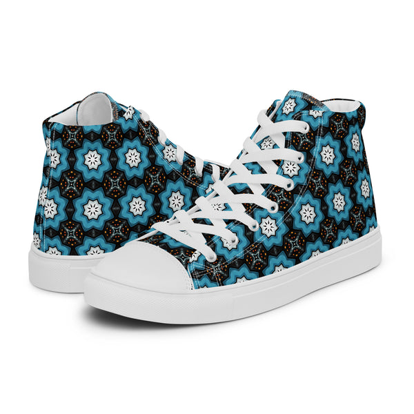 HA!LO Teal Mandala #293 Men’s Canvas High Top Sneakers