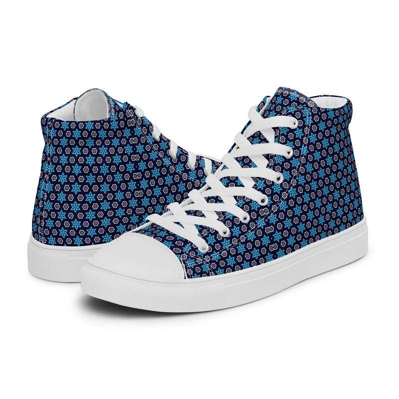 Navy Geo High Top #298 - Canvas High Top Sneakers | HA!LO