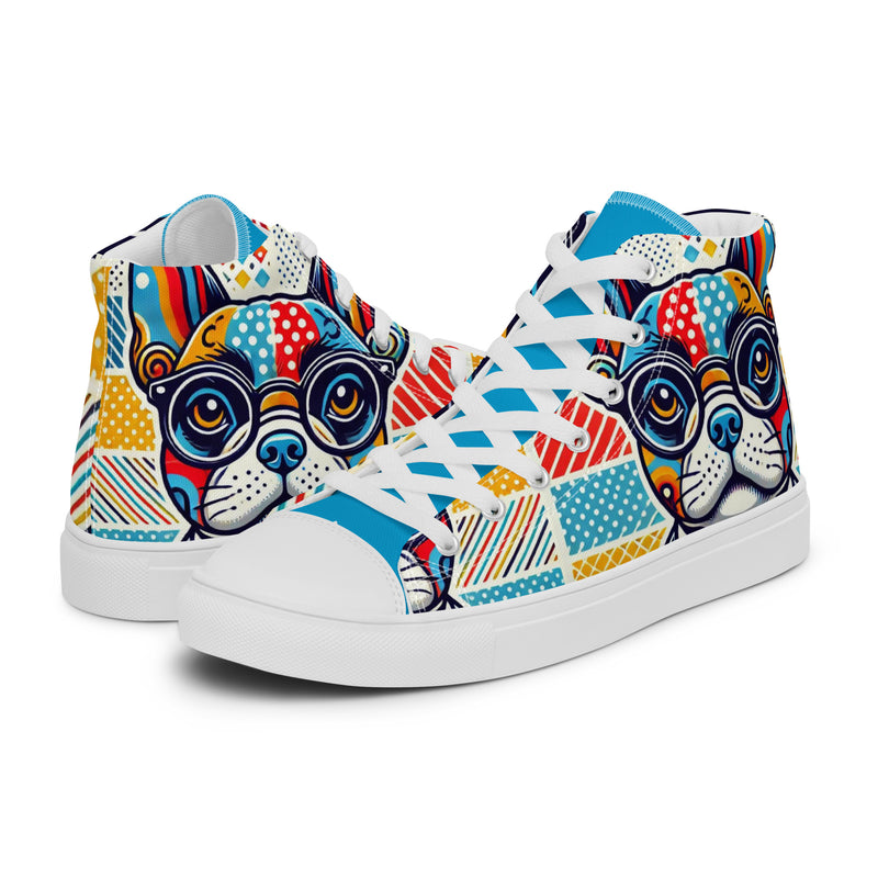Pop Art Frenchie High Top #297 - Canvas High Top Sneakers | HA!LO