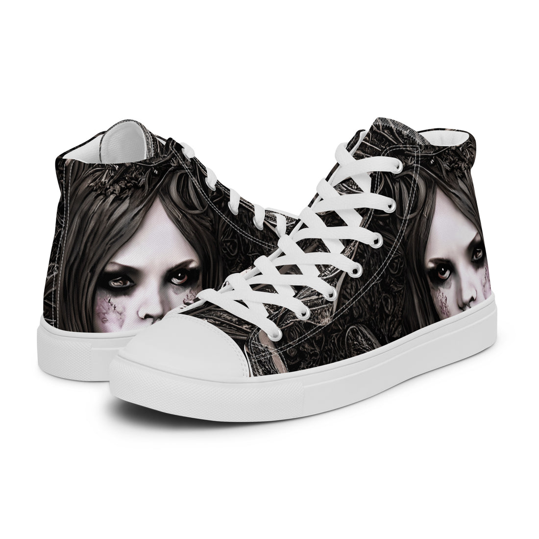 Men's Halloween Gothic Girl High Top Sneakers 322 - ShipSneakers.com