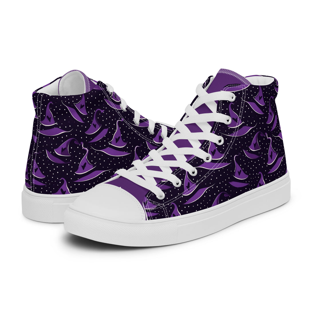 Men's Halloween Purple Witch Hat High Top Sneakers 329 - ShipSneakers.com