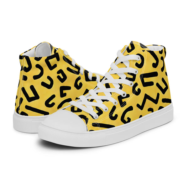 HA!LO Yellow Leopard #356 — Men’s Canvas High Top