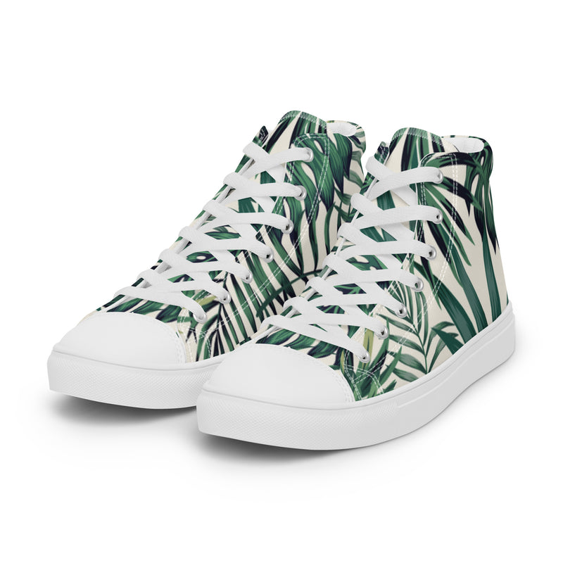 Palm Leaf High Top #12 - Back View | HA!LO Canvas Sneakers