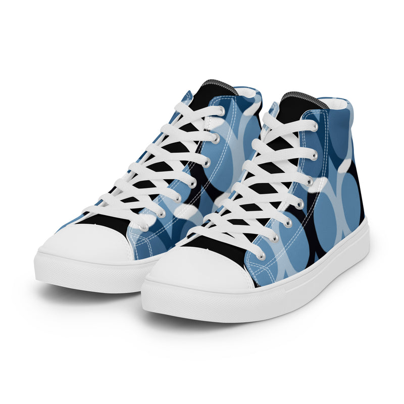 Blue Circle High Top #13 - Back View | HA!LO Canvas Sneakers