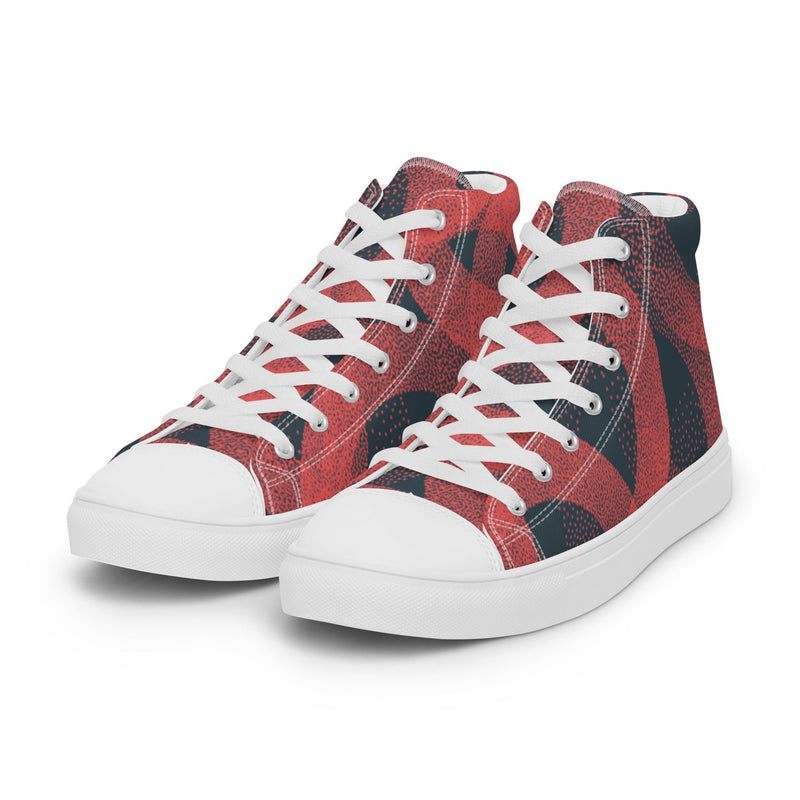 Red Swirl High Top #14 - Back View | HA!LO Canvas Sneakers