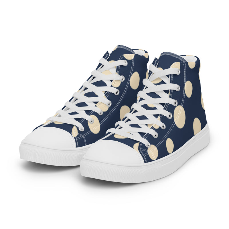 Navy Gold Dot High Top #19 - Back View | HA!LO Canvas Sneakers