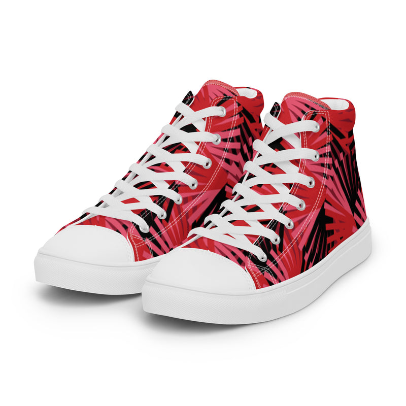 Red Palm High Top #20 - Back View | HA!LO Canvas Sneakers