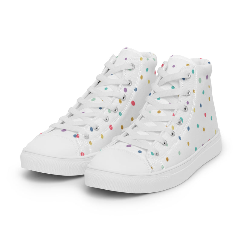 Rainbow Dot High Top #27 - Back View | HA!LO Canvas Sneakers