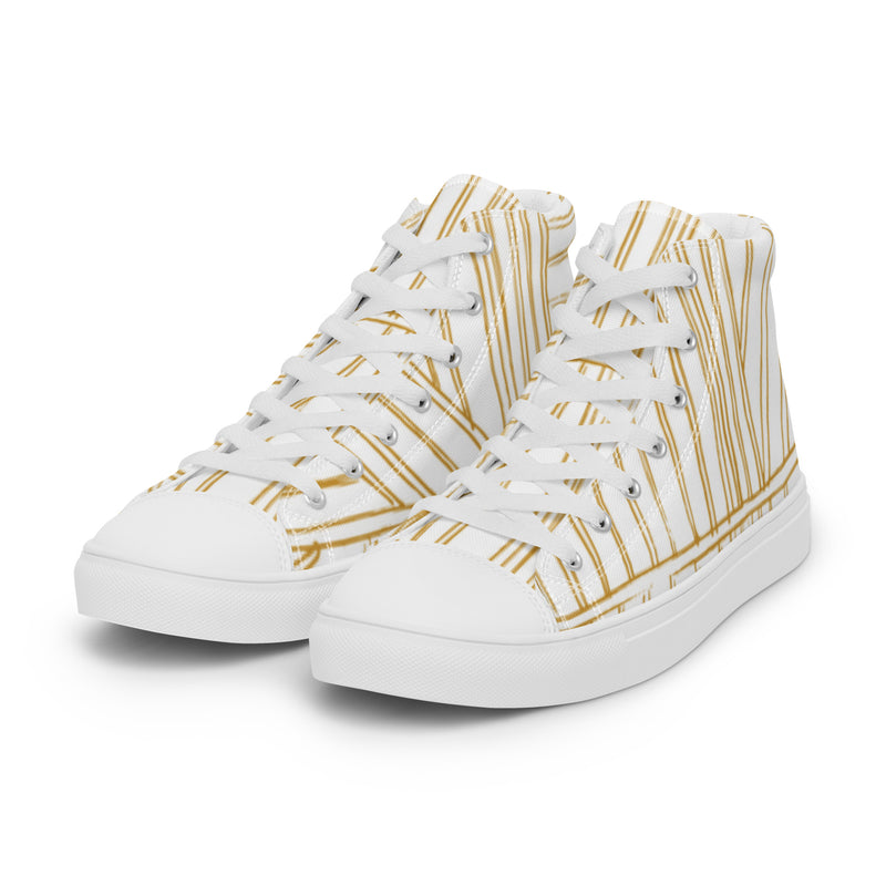 Gold Stripe High Top #30 - Back View | HA!LO Canvas Sneakers