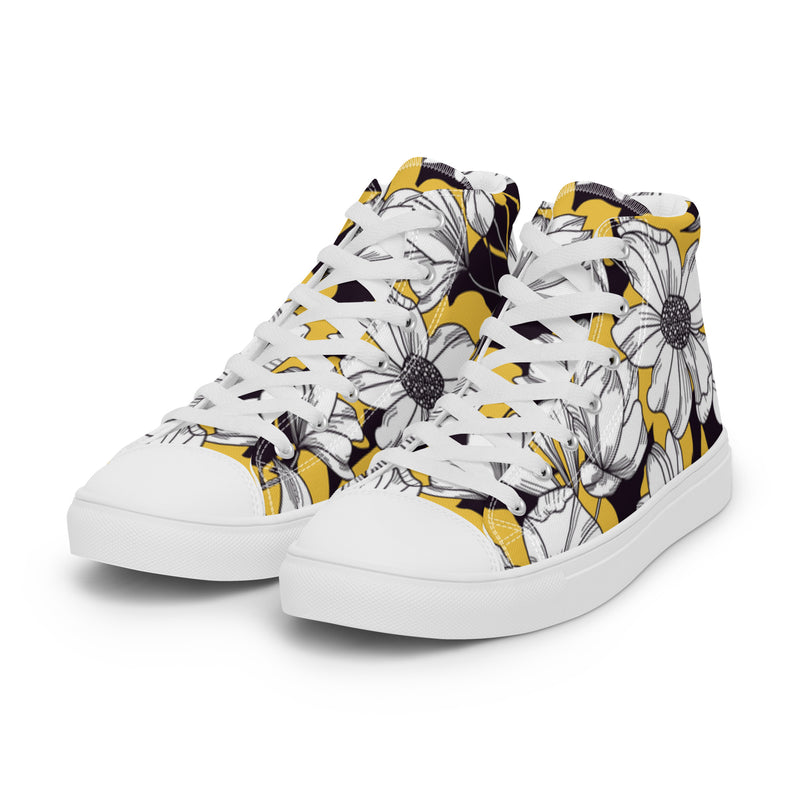 Sunflower Sketch High Top #33 - Back View | HA!LO Canvas Sneakers