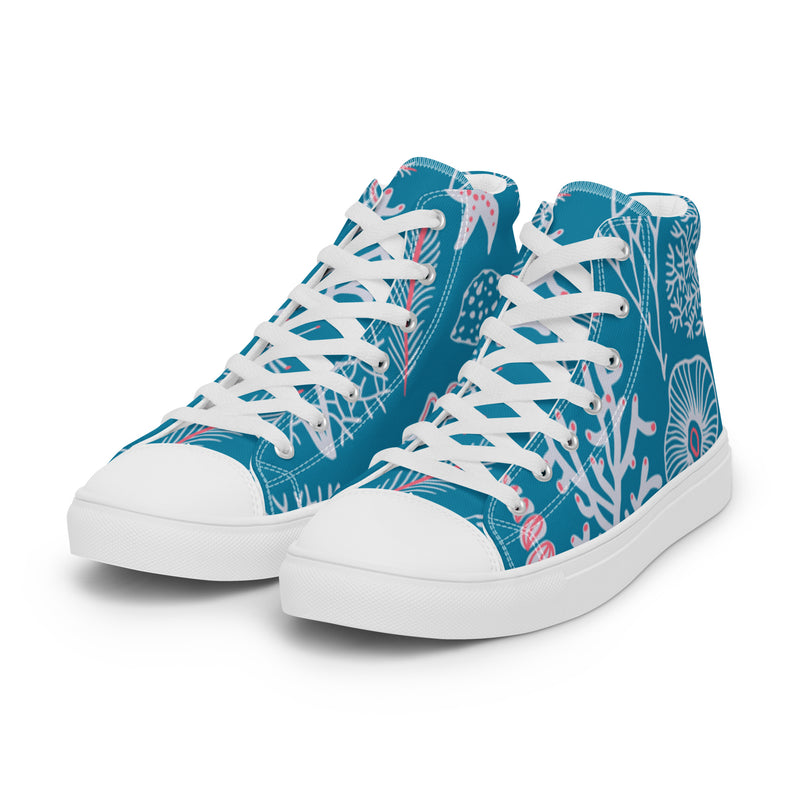 Ocean Coral High Top #35 - Back View | HA!LO Canvas Sneakers