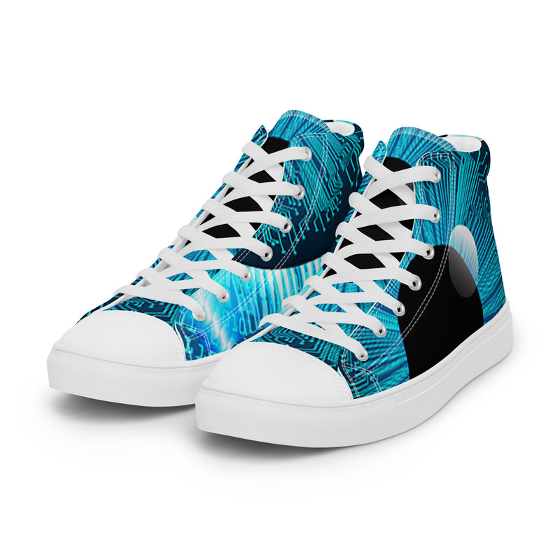 Ocean Wave High Top #44 - Back View | HA!LO Canvas Sneakers