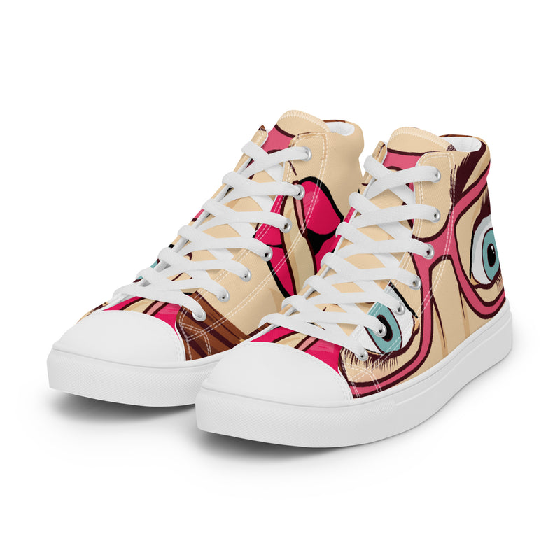 Owl Glasses High Top #46 - Back View | HA!LO Canvas Sneakers