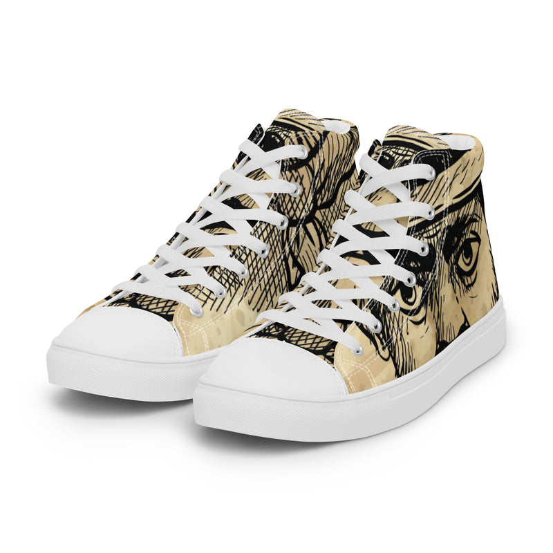 Owl Sketch High Top #48 - Back View | HA!LO Canvas Sneakers