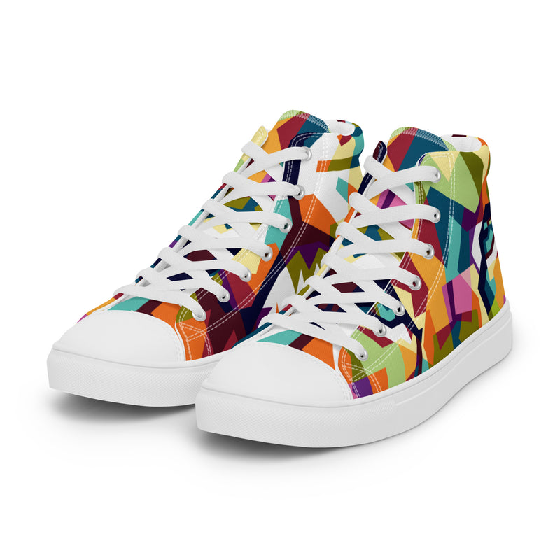 Cubist Face High Top #49 - Back View | HA!LO Canvas Sneakers