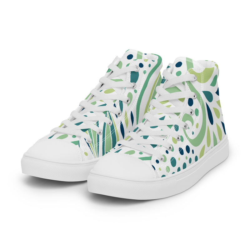 Green Swirl High Top #53 - Back View | HA!LO Canvas Sneakers