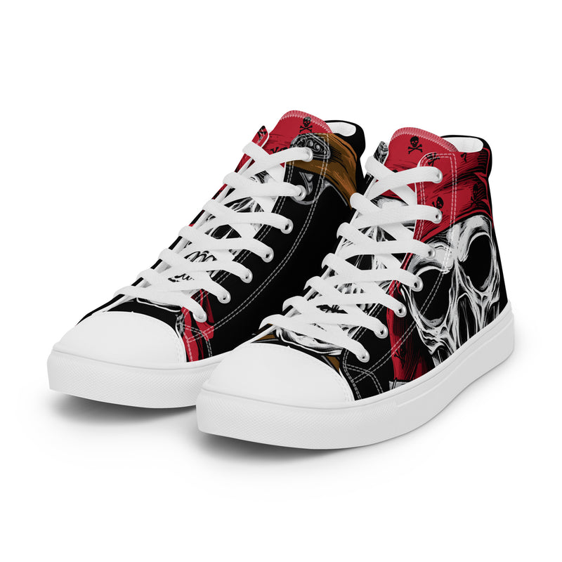Red Skull High Top #160 - Back View | HA!LO Canvas Sneakers