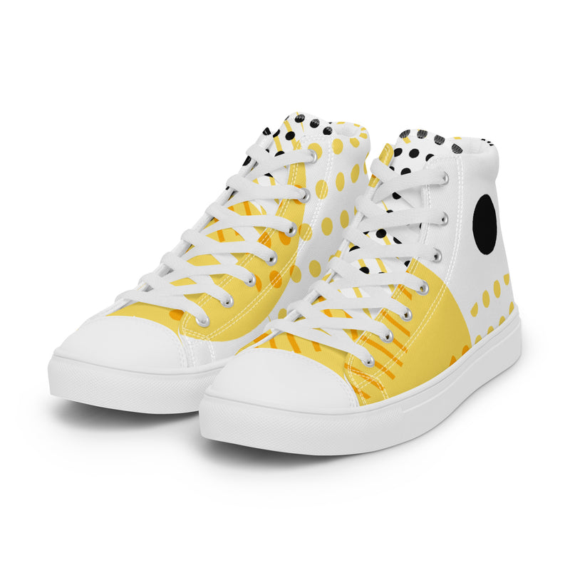 Yellow Pop High Top #62 - Back View | HA!LO Canvas Sneakers