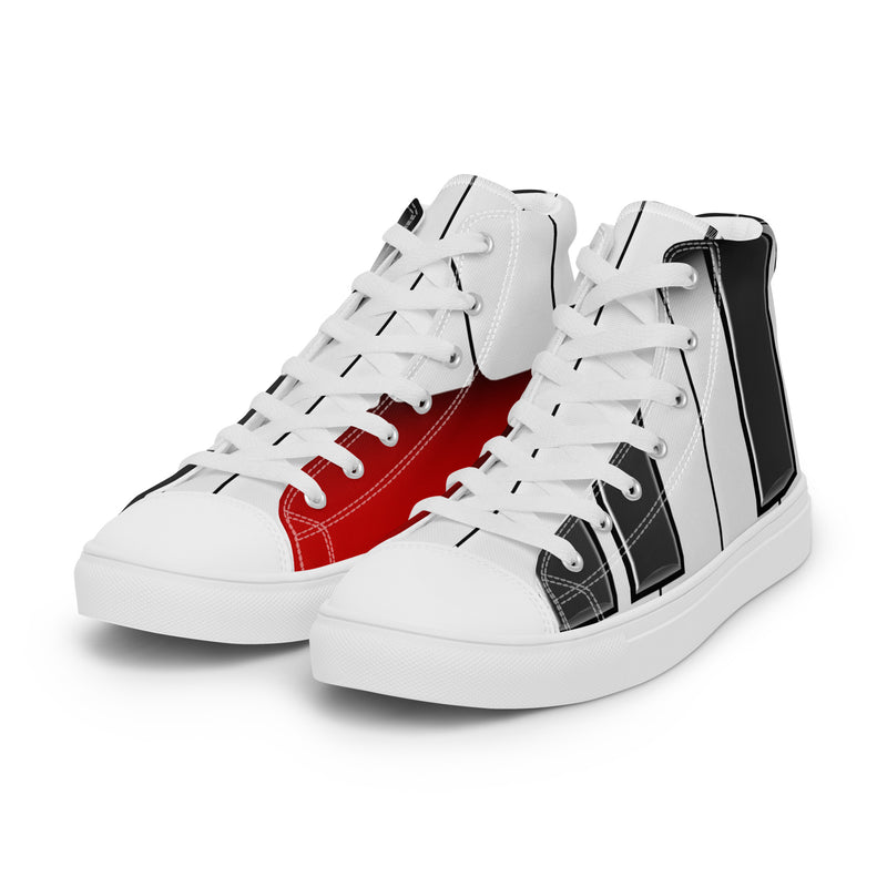 Black Stripe High Top #68 - Back View | HA!LO Canvas Sneakers