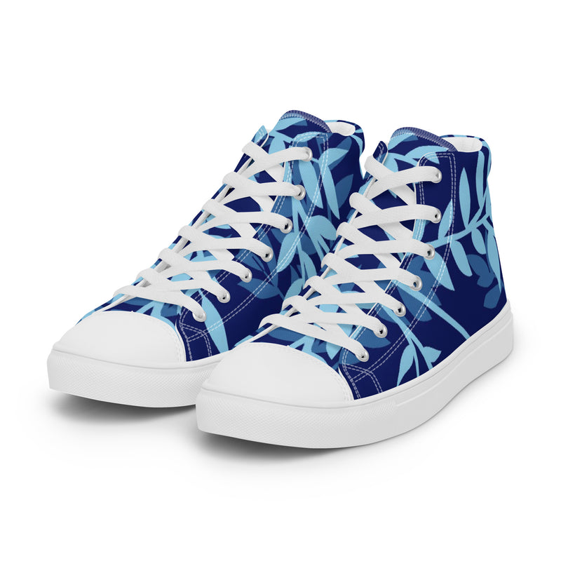 Blue Leaf High Top #84 - Back View | HA!LO Canvas Sneakers