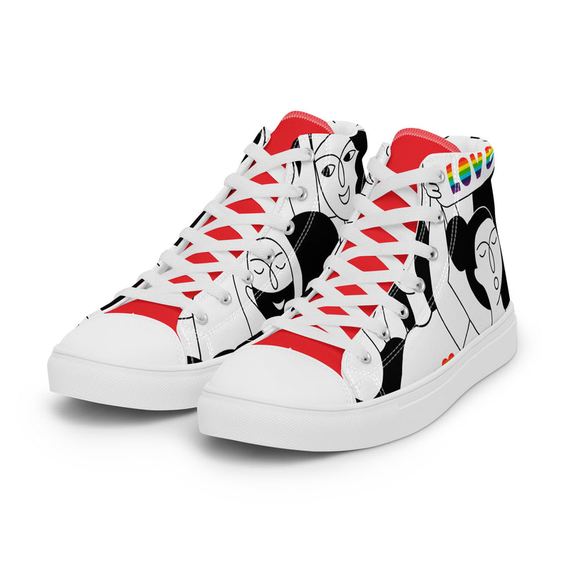 Line Art Face High Top #87 - Back View | HA!LO Canvas Sneakers