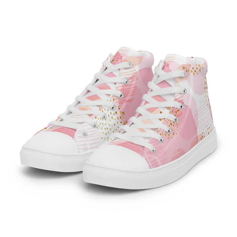Pink Gold Dot High Top #95 - Back View | HA!LO Canvas Sneakers