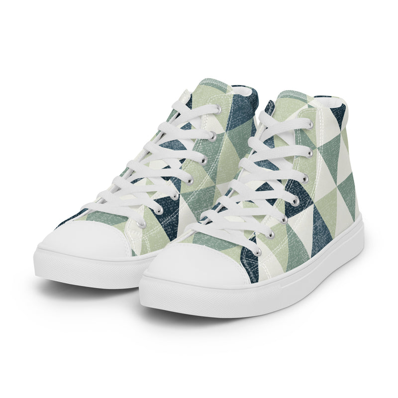 Geo Triangle High Top #96 - Back View | HA!LO Canvas Sneakers