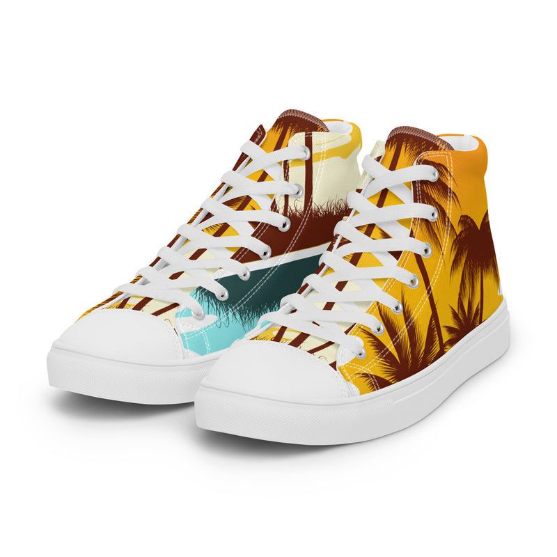 Sunset Palm High Top #97 - Back View | HA!LO Canvas Sneakers