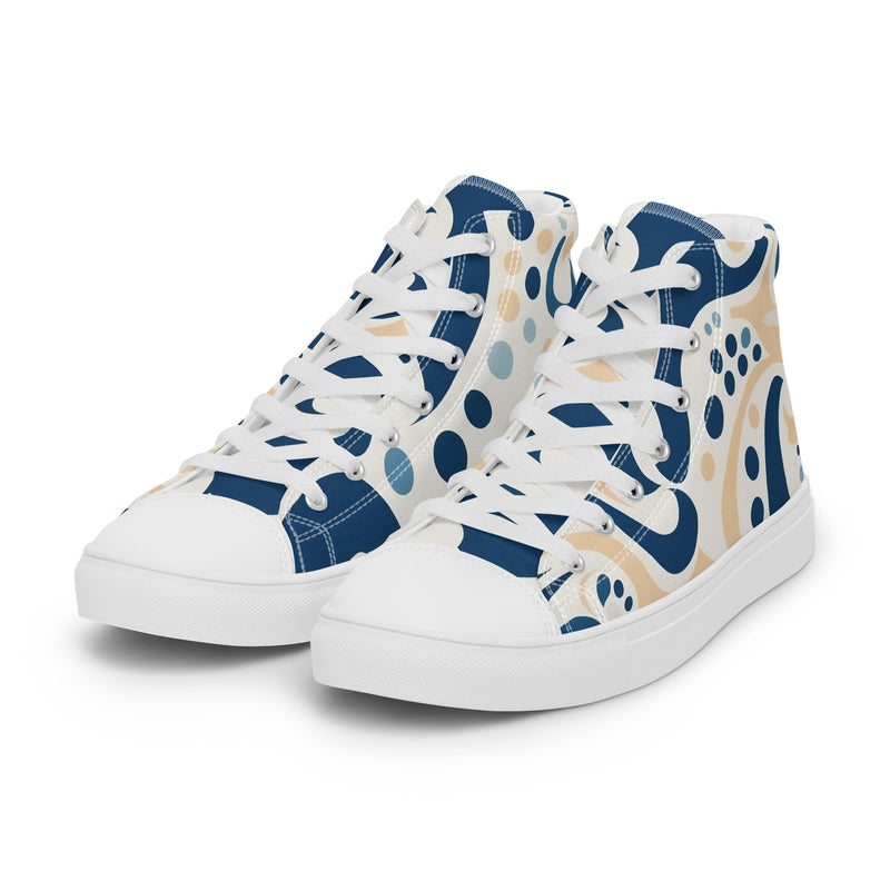 Blue Folk High Top #137 - Back View | HA!LO Canvas Sneakers