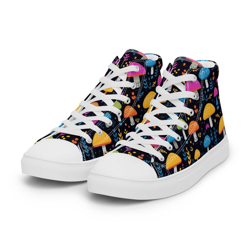 Mushroom Night High Top #146 - Back View | HA!LO Canvas Sneakers