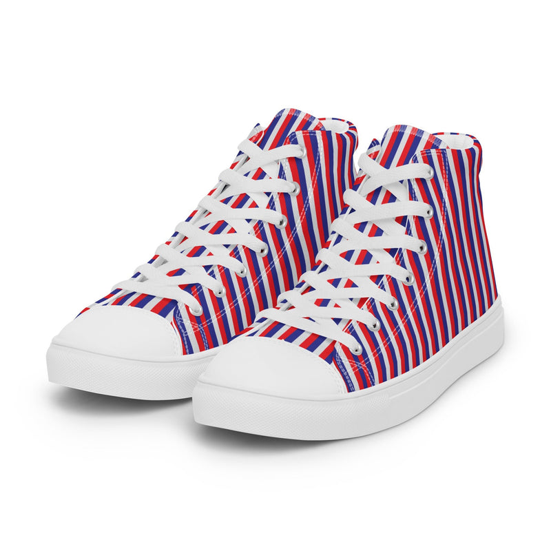 Patriotic Stripe High Top #154 - Back View | HA!LO Canvas Sneakers