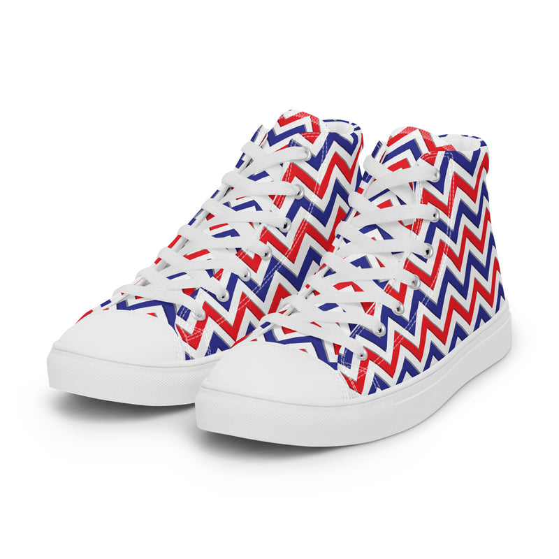 Patriotic Chevron High Top #156 - Back View | HA!LO Canvas Sneakers
