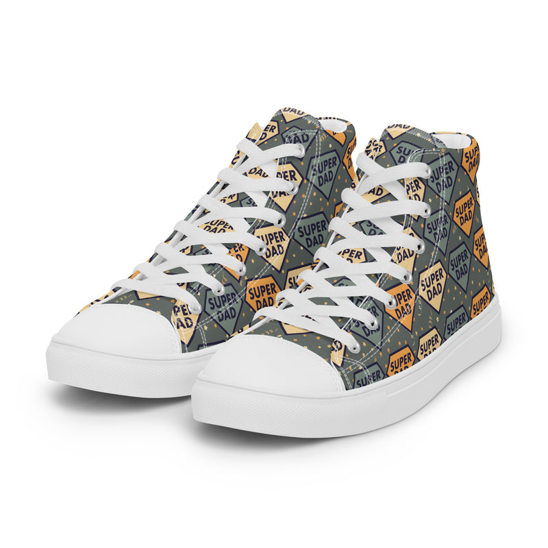 Dad Badge Teal High Top #168 - Back View | HA!LO Canvas Sneakers