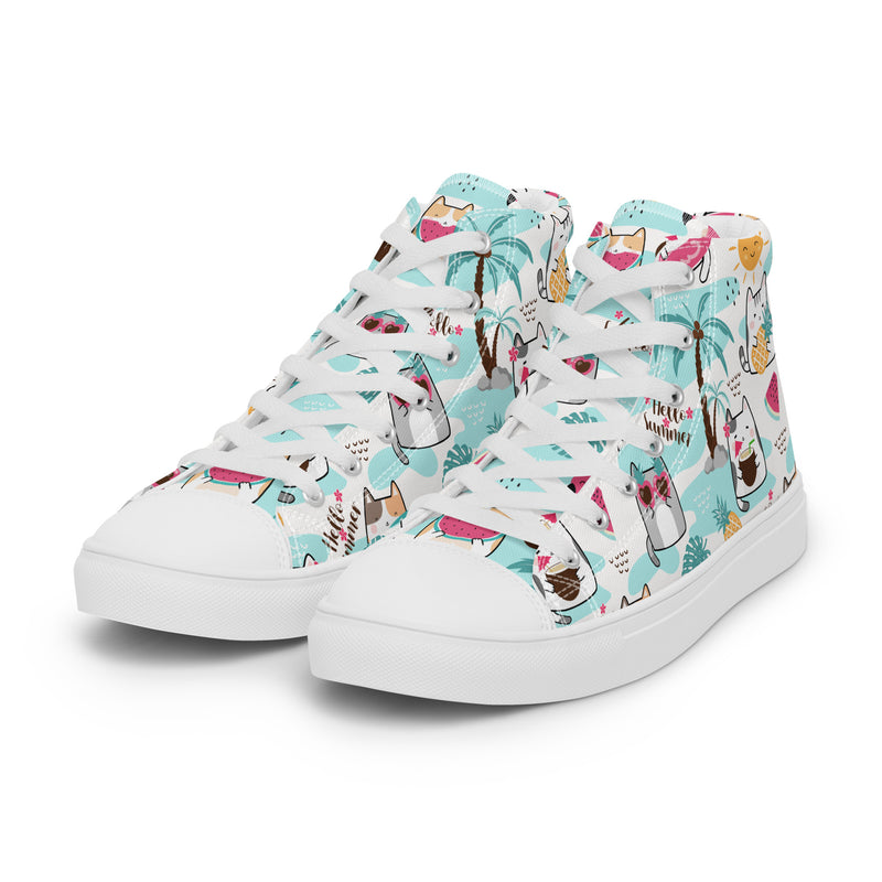 Summer Drinks High Top #186 - Back View | HA!LO Canvas Sneakers