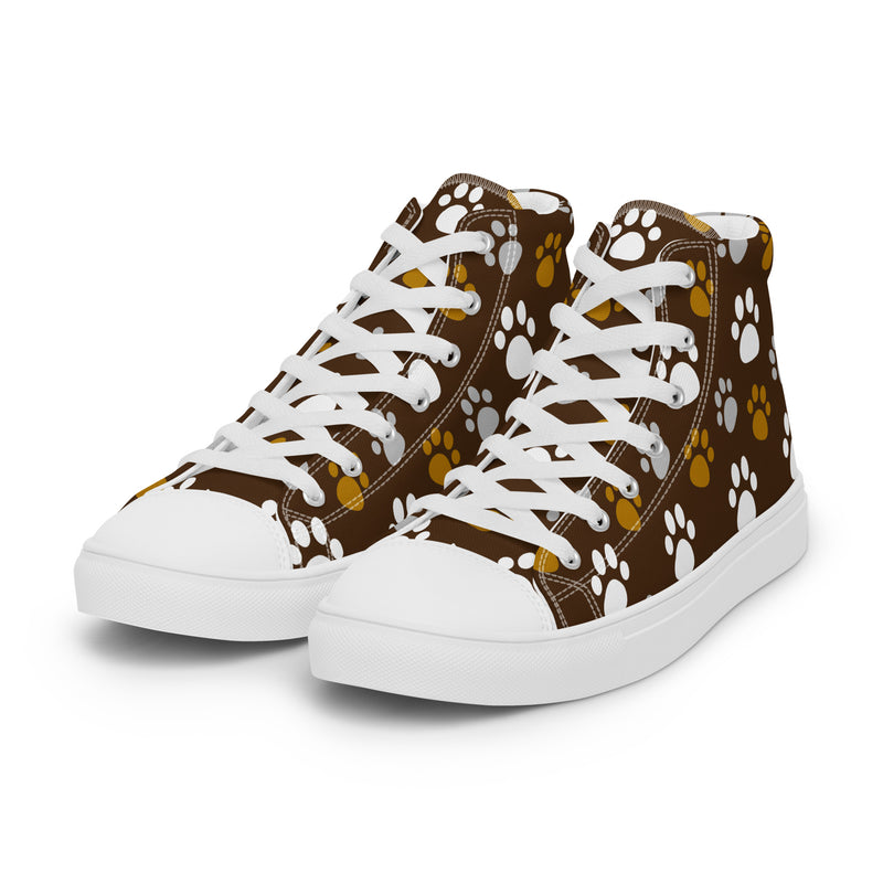 Brown Paw High Top #209 - Back View | HA!LO Canvas Sneakers