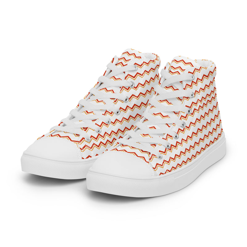 Peach Chevron High Top #215 - Back View | HA!LO Canvas Sneakers